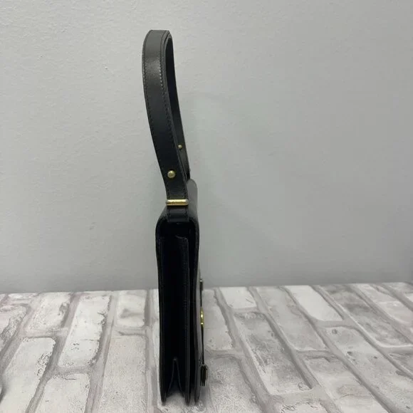 Christian Dior Vintage Black Leather Shoulder Bag w/ Adjustable Strap - Preowned - Picture 8 of 14